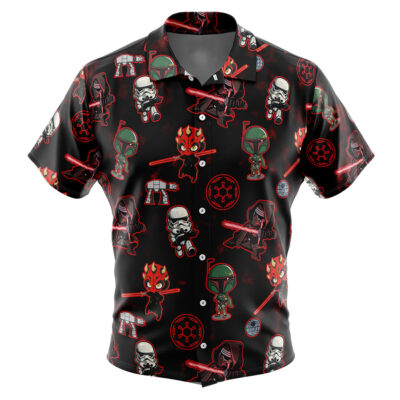 Chibi Sith Galactic Empire Star Wars Pattern Men's Short Sleeve Button Up Hawaiian Shirt