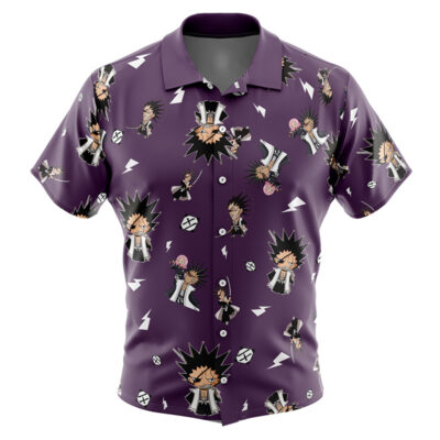 Zaraki Kenpachi Pattern Bleach Men's Short Sleeve Button Up Hawaiian Shirt