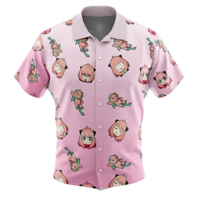 Anya Pattern Spy x Family Men's Short Sleeve Button Up Hawaiian Shirt