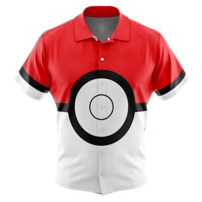 Pokeball Pokemon Men's Short Sleeve Button Up Hawaiian Shirt