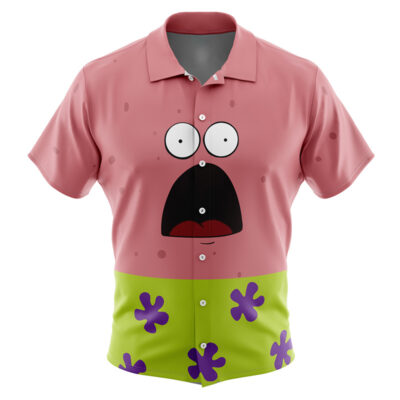 Patrick Star SpongeBob SquarePants Nickelodeon Men's Short Sleeve Button Up Hawaiian Shirt