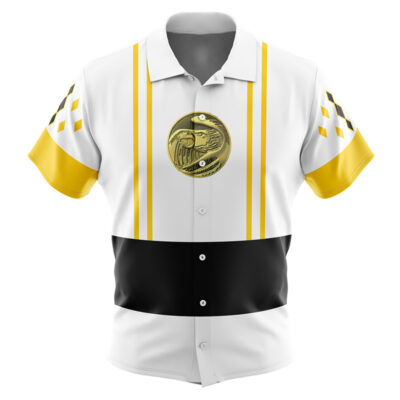 White Ranger Ranger Ninjetti Mighty Morphin Power Rangers Men's Short Sleeve Button Up Hawaiian Shirt