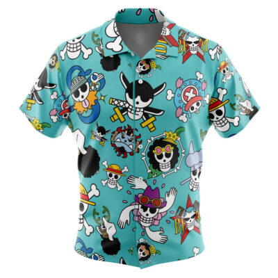 Strawhats Jolly Roger One Piece Men's Short Sleeve Button Up Hawaiian Shirt