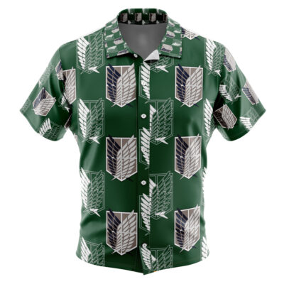 Survey Corps Attack on Titan Men's Short Sleeve Button Up Hawaiian Shirt