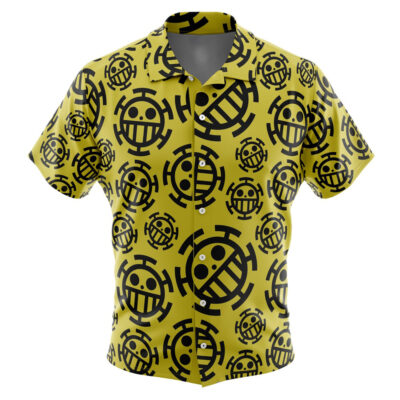 Trafalgar Law Jolly Roger One Piece Men's Short Sleeve Button Up Hawaiian Shirt
