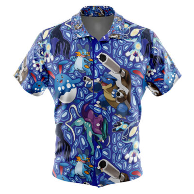 Water Type Pokemon Pokemon Men's Short Sleeve Button Up Hawaiian Shirt