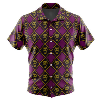 Yoshikage Kira Killer Queen Jojoâ€™s Bizarre Adventure Men's Short Sleeve Button Up Hawaiian Shirt