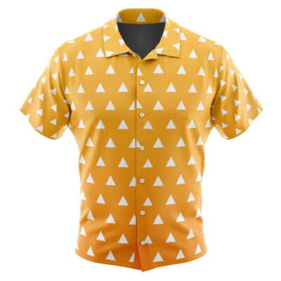 Zenitsu Agatsuma Demon Slayer Men's Short Sleeve Button Up Hawaiian Shirt