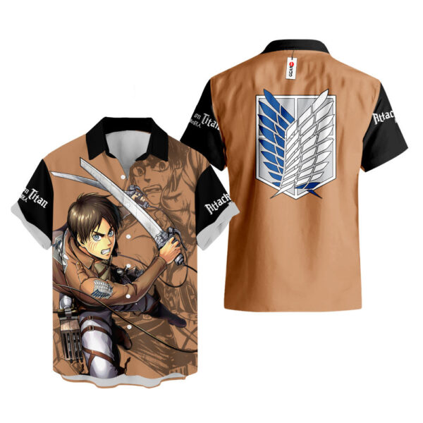 Eren Yeager Hawaiian Shirt Attack on Titan Hawaiian Shirt Anime Hawaiian Shirt