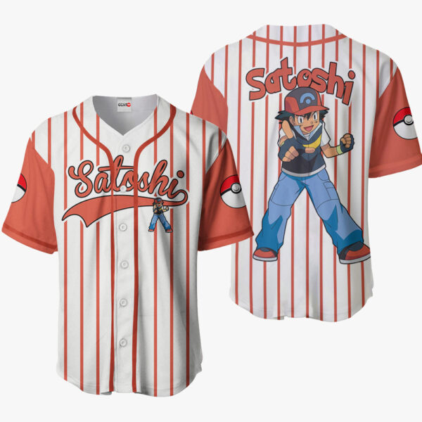 Ash Ketchum Satoshi Anime Pokemon Otaku Cosplay Shirt Anime Baseball Jersey