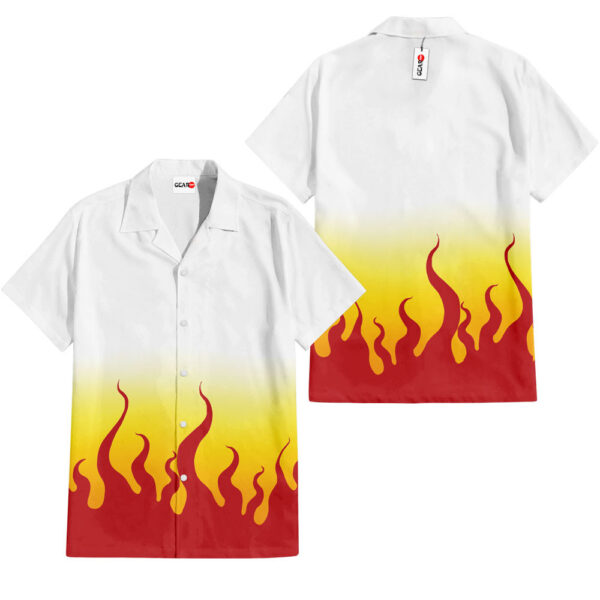 Costume Kyojuro Anime Shirt Hawaiian Shirt Demon Slayer Hawaiian Shirt Anime Hawaiian Shirt