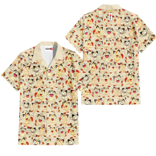 Meowth Hawaiian Shirt Pokemon Hawaiian Shirt Anime Hawaiian Shirt