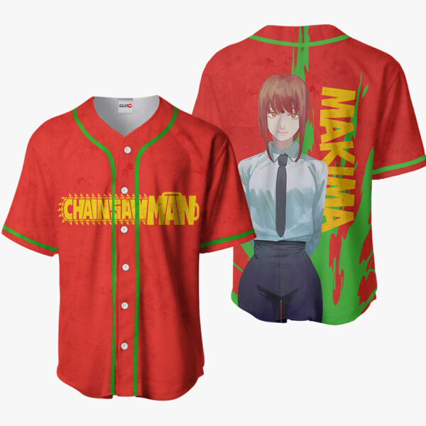 Makima Anime Chainsaw Man Otaku Cosplay Shirt Anime Baseball Jersey