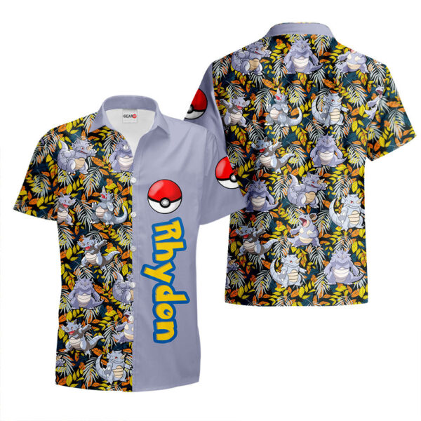 Rhydon Hawaiian Shirt Pokemon Hawaiian Shirt Anime Hawaiian Shirt