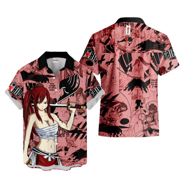 Erza Scarlet Hawaiian Shirt Fairy Tail Hawaiian Shirt Anime Hawaiian Shirt