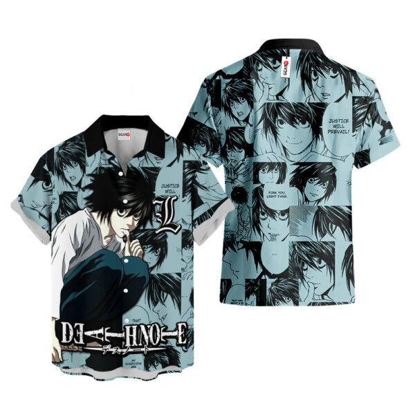L Lawliet Hawaiian Shirt Death Note Hawaiian Shirt Anime Hawaiian Shirt