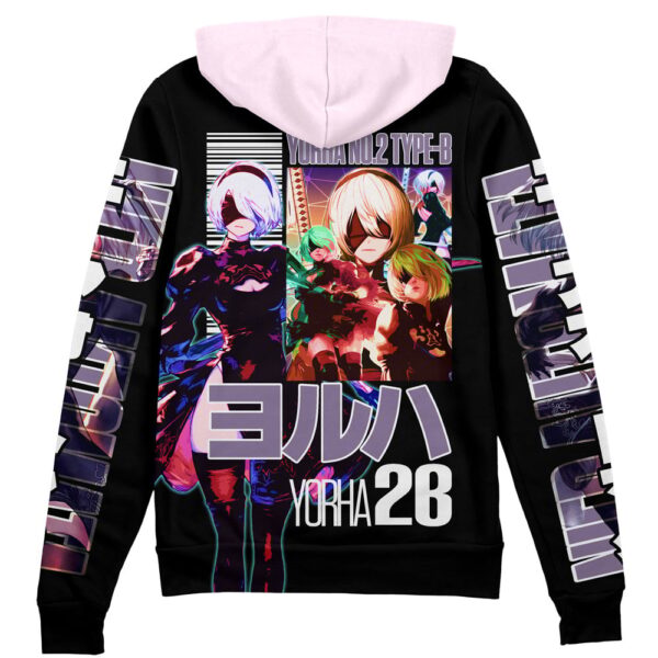 2B Nier Automata Streetwear Otaku Cosplay Anime Zip Hoodie