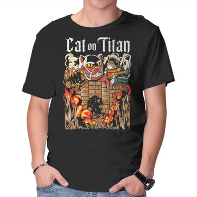 A Cat On Titan Anime T-shirt