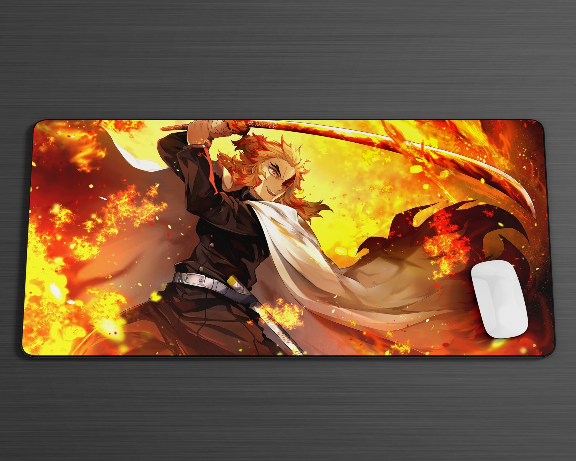 Demon Slayer Rengoku Flames Gaming Anime Mouse Pad