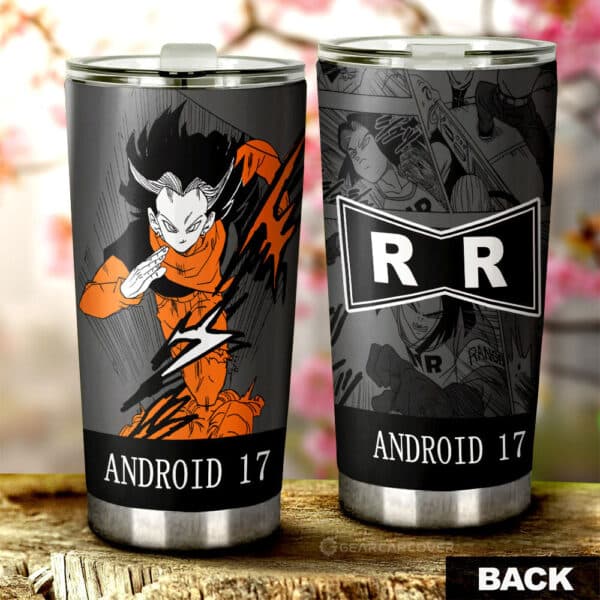 Android 17 Stainless Steel Anime Tumbler Cup Custom Dragon Ball Anime Manga Color Style