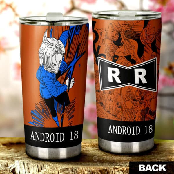 Android 18 Stainless Steel Anime Tumbler Cup Custom Dragon Ball Anime Manga Color Style