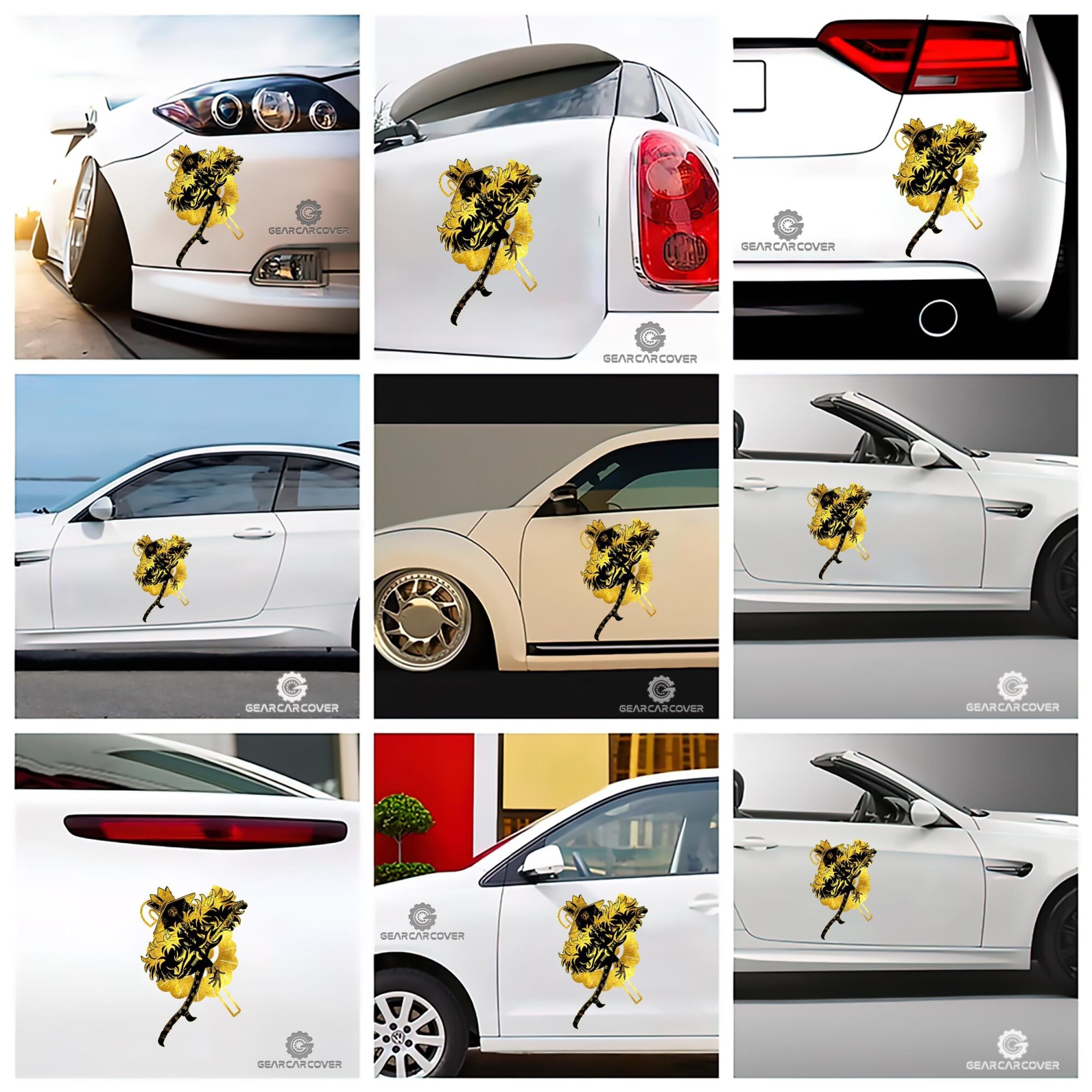 Brook Car Sticker Custom One Piece Anime Gold Silhouette Style