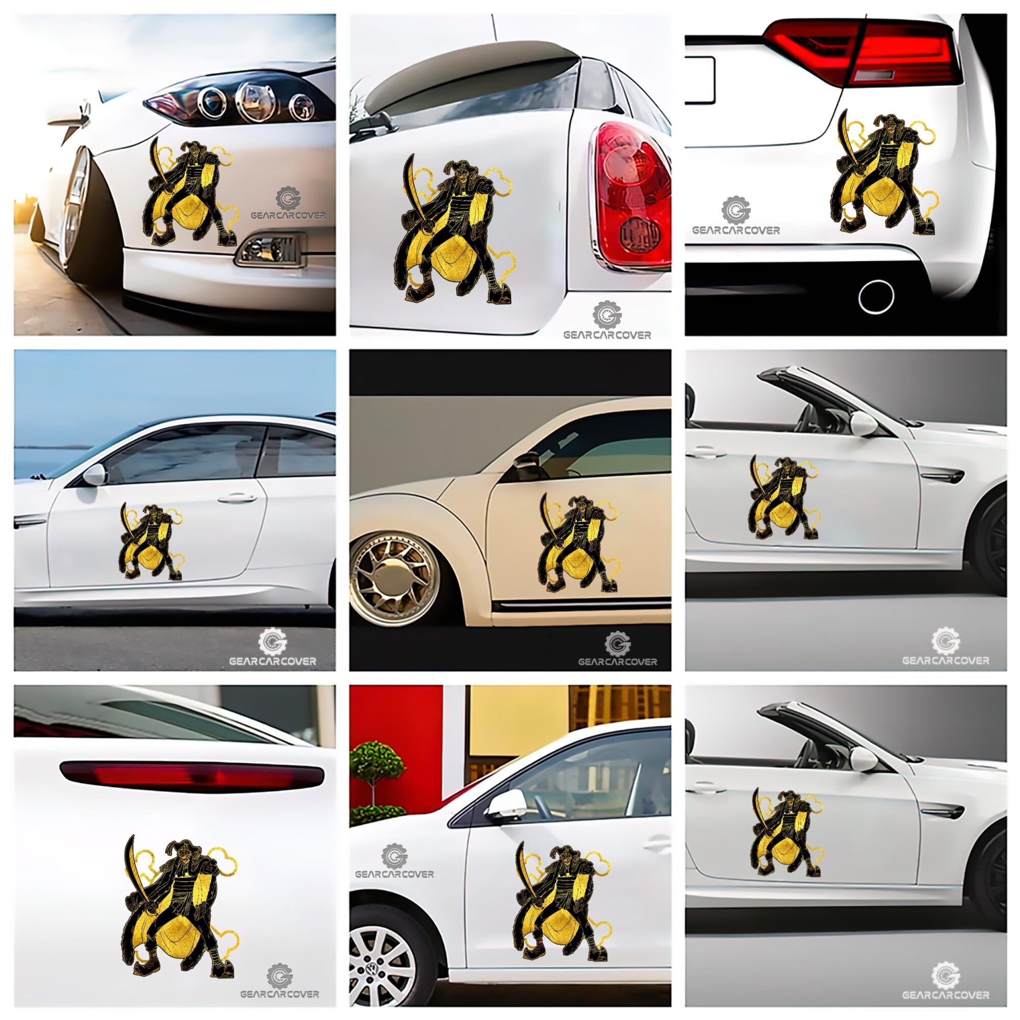 Buggy Car Sticker Custom One Piece Anime Gold Silhouette Style