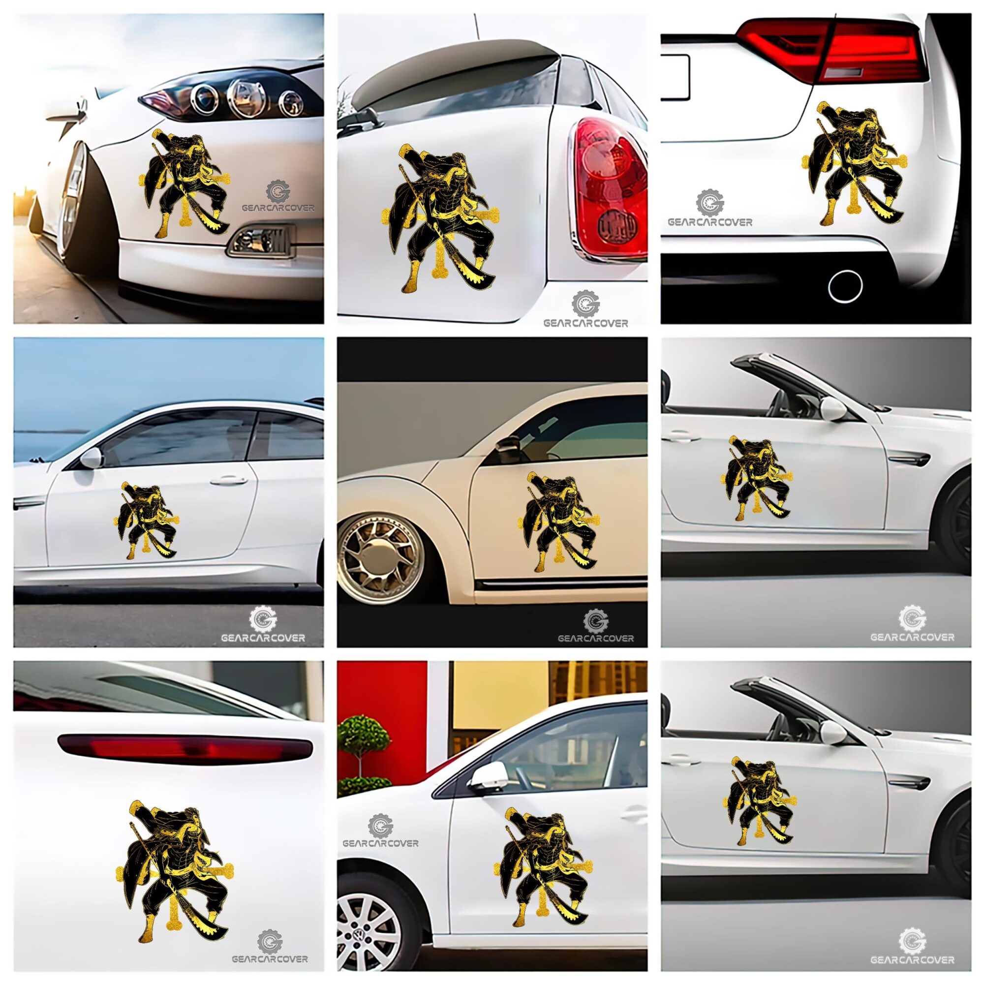 Edward Newgate Car Sticker Custom One Piece Anime Gold Silhouette Style