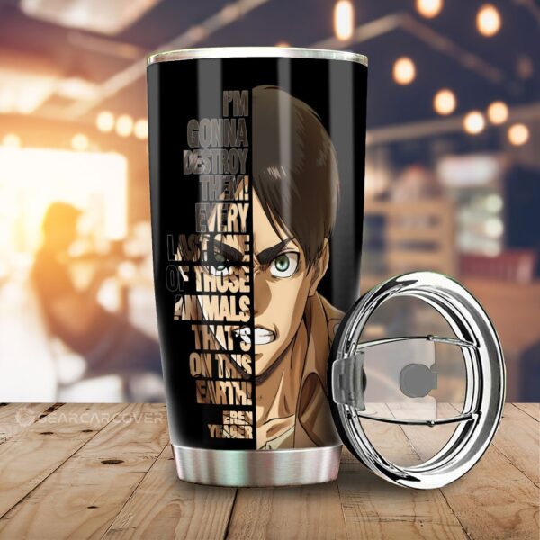 Eren Yeager Quotes Stainless Steel Anime Tumbler Cup Custom Attack On Titan Anime