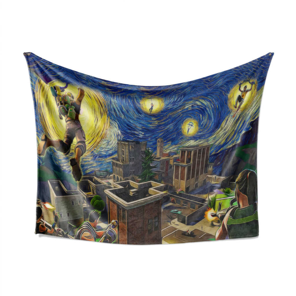 Fortnite Starry Night Tilted Towers Blanket