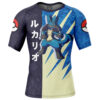 Hooktab Lucario Attack Pokemon Short Sleeve Rash Guard Compression Shirt Cosplay Anime Gym Shirt