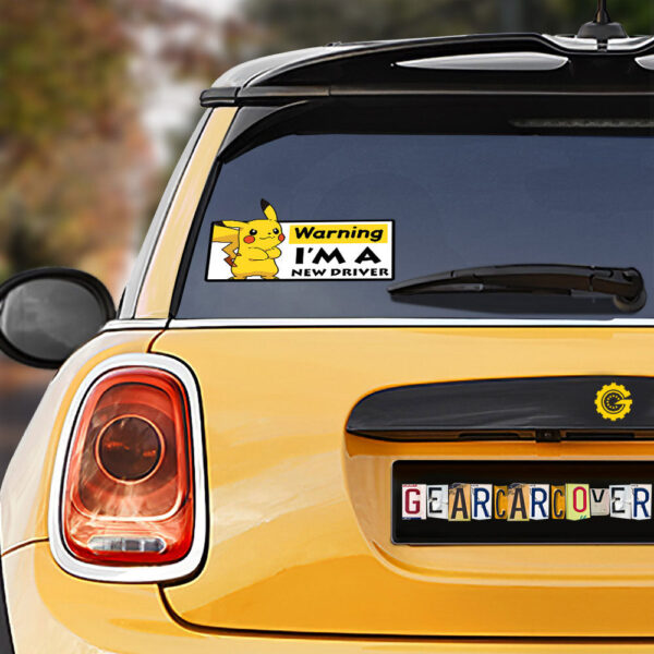 Pikachu Warning New Driver Car Sticker Custom Car Accessories
