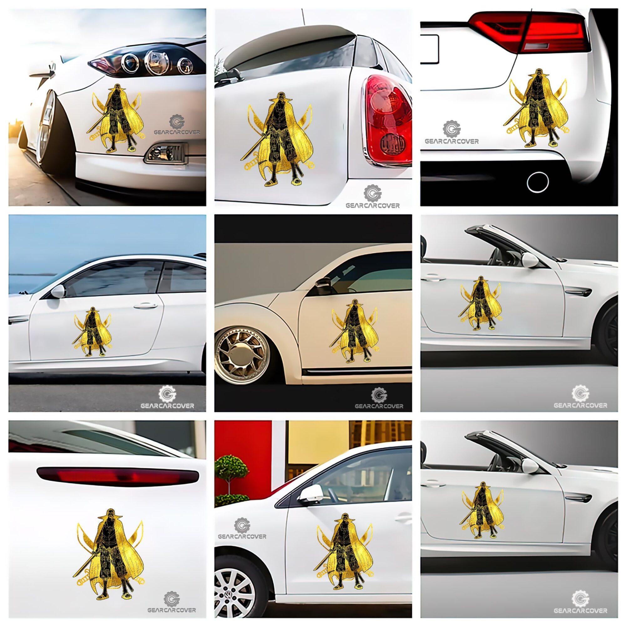 Shanks Car Sticker Custom One Piece Anime Gold Silhouette Style