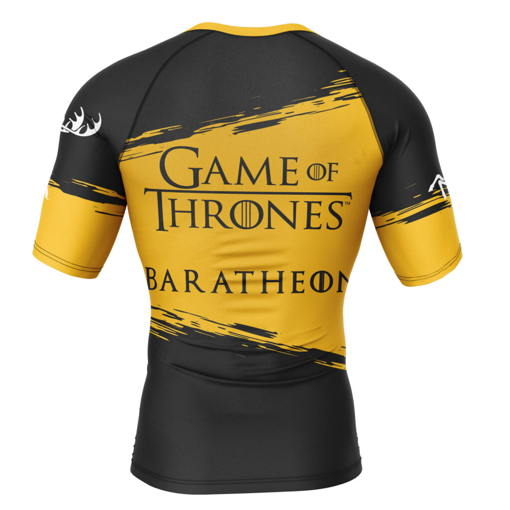 Hooktab House Baratheon Game of Thrones Short Sleeve Rash Guard Compression Shirt Cosplay Anime Gym Shirt