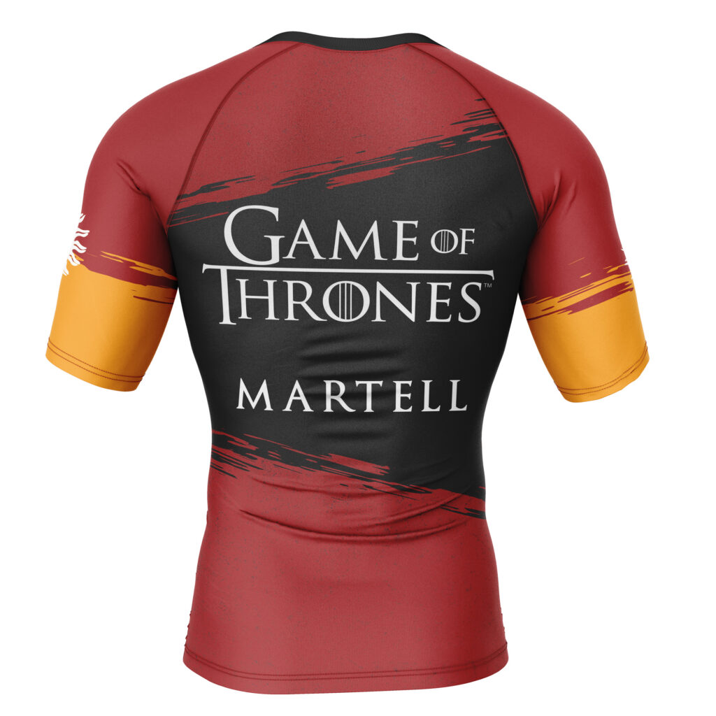 Hooktab House Martell Game of Thrones Short Sleeve Rash Guard Compression Shirt Cosplay Anime Gym Shirt