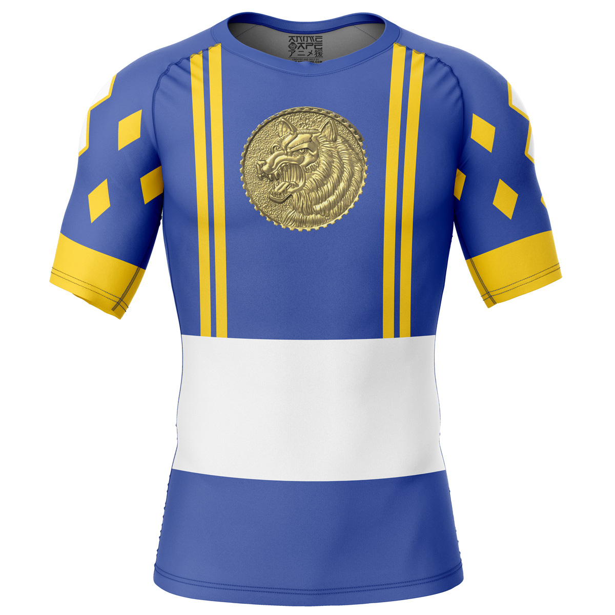 Hooktab Blue Ranger Ninjetti Mighty Morphin Power Rangers Short Sleeve Rash Guard Compression Shirt Cosplay Anime Gym Shirt