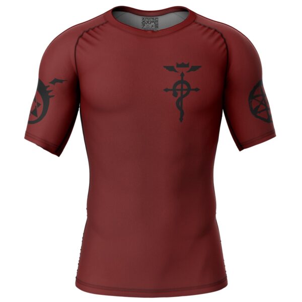 Hooktab Edward Elric v2 Fullmetal Alchemist Short Sleeve Rash Guard Compression Shirt Cosplay Anime Gym Shirt