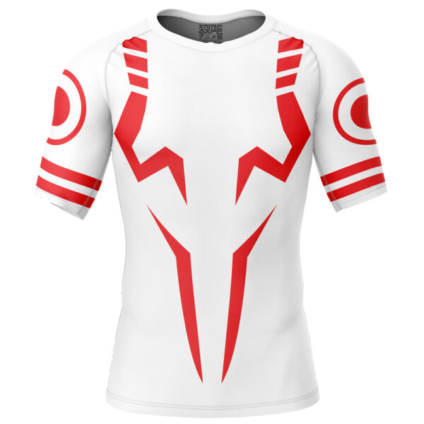 Hooktab White Sukuna Jujutsu Kaisen Short Sleeve Rash Guard Compression Shirt Cosplay Anime Gym Shirt