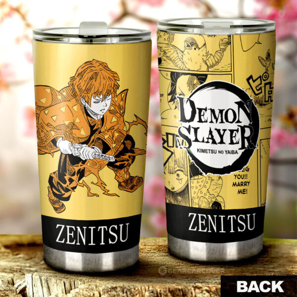 Zenitsu Agatsuma Stainless Steel Anime Tumbler Cup Custom Demon Slayer Manga Style