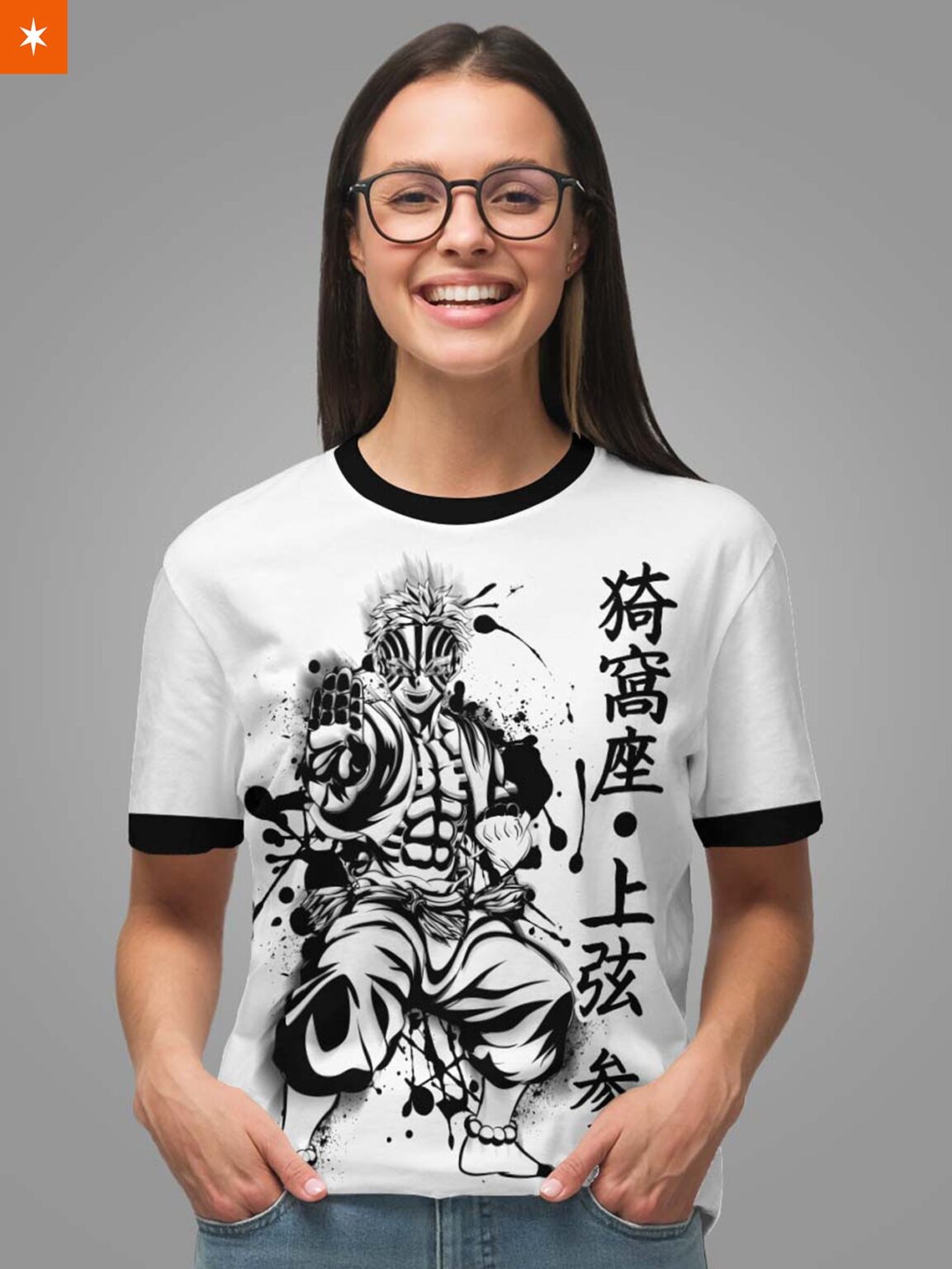 Akaza B&W Demon Slayer Anime Unisex T-Shirt