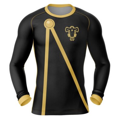 Hooktab Black Bulls Black Clover Long Sleeve Rash Guard Compression Shirt Cosplay Anime Gym Shirt