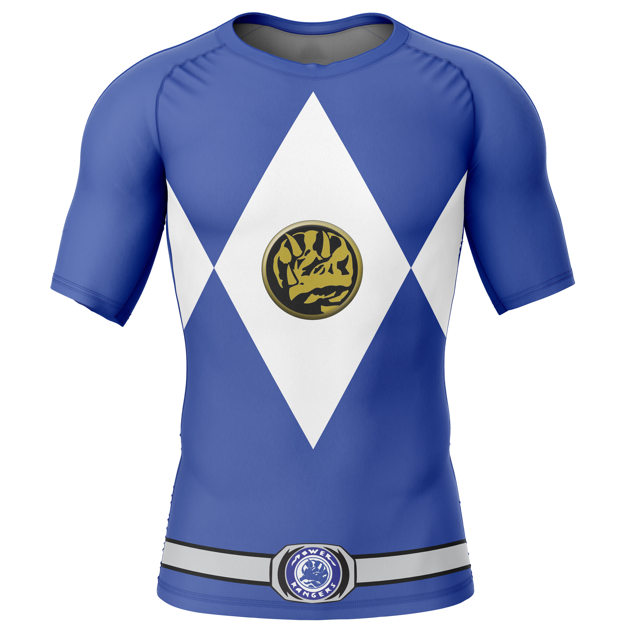 Hooktab Blue Ranger Mighty Morphin Power Rangers Short Sleeve Rash Guard Compression Shirt Cosplay Anime Gym Shirt