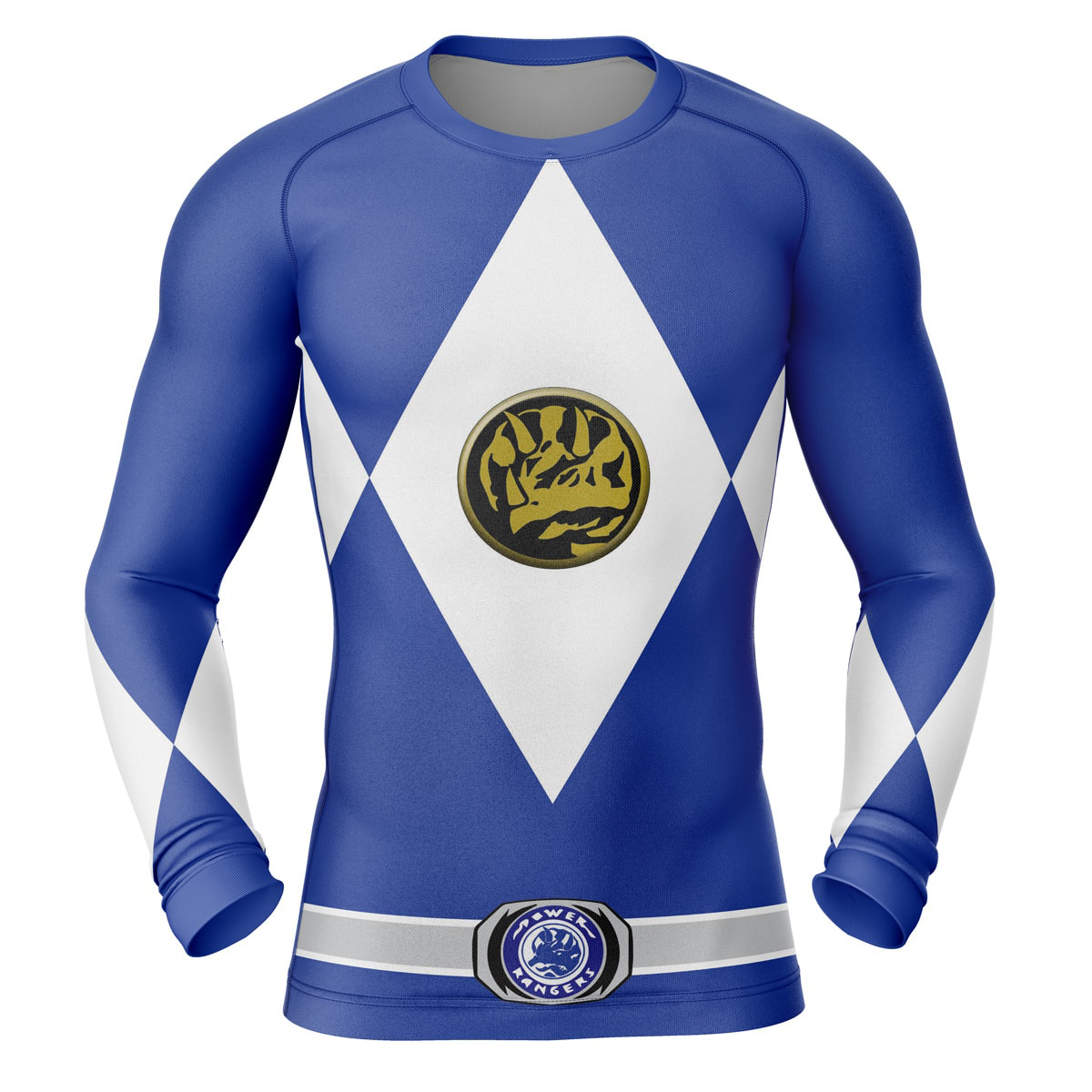 Hooktab Blue Ranger Power Rangers Long Sleeve Rash Guard Compression Cosplay Anime Gym Shirt