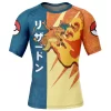 Hooktab Charizard Attack Pokemon Short Sleeve Rash Guard Compression Shirt Cosplay Anime Gym Shirt