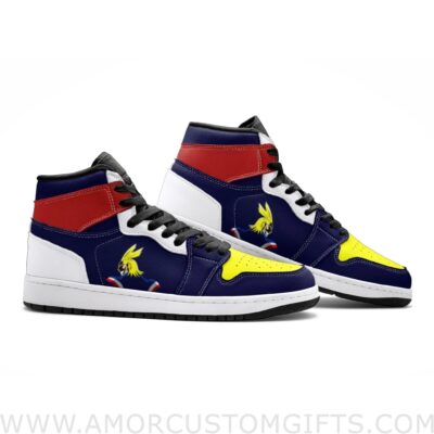 Custom All Might My Hero Academia Mid Top Basketball Sneakers Shoes | Personalizable Anime Fan Sneakers