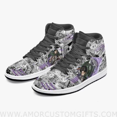 Custom Attack On Titan Levi Ackerman JD1 Anime Sneakers Mid 1 Basketball Shoes
