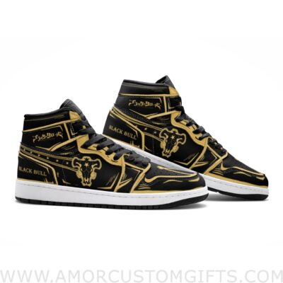 Custom Black Bull Magic Knights Mid Top Basketball Sneakers Shoes | Personalizable Anime Fan Sneakers