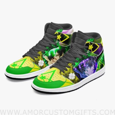 Custom Black Clover Yuno JD1 Anime Sneakers Mid 1 Basketball Shoes