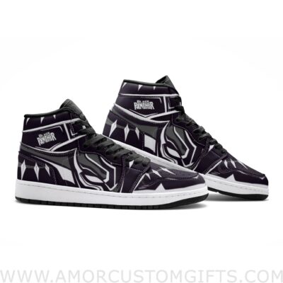 Custom Black Panther Wakanda Mid Top Basketball Sneakers Shoes | Personalizable Anime Fan Sneakers
