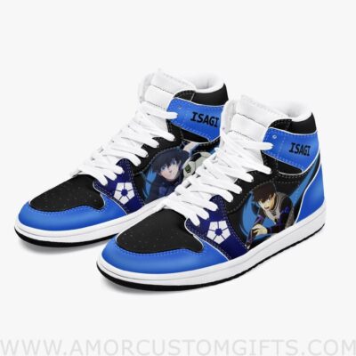 Custom Blue Lock Yoichi Isagi JD1 Anime Sneakers Mid 1 Basketball Shoes
